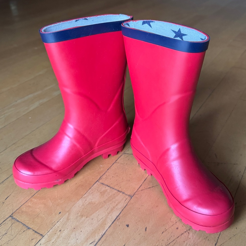 Mini Boden red rain boots wellies kids size 27 10c